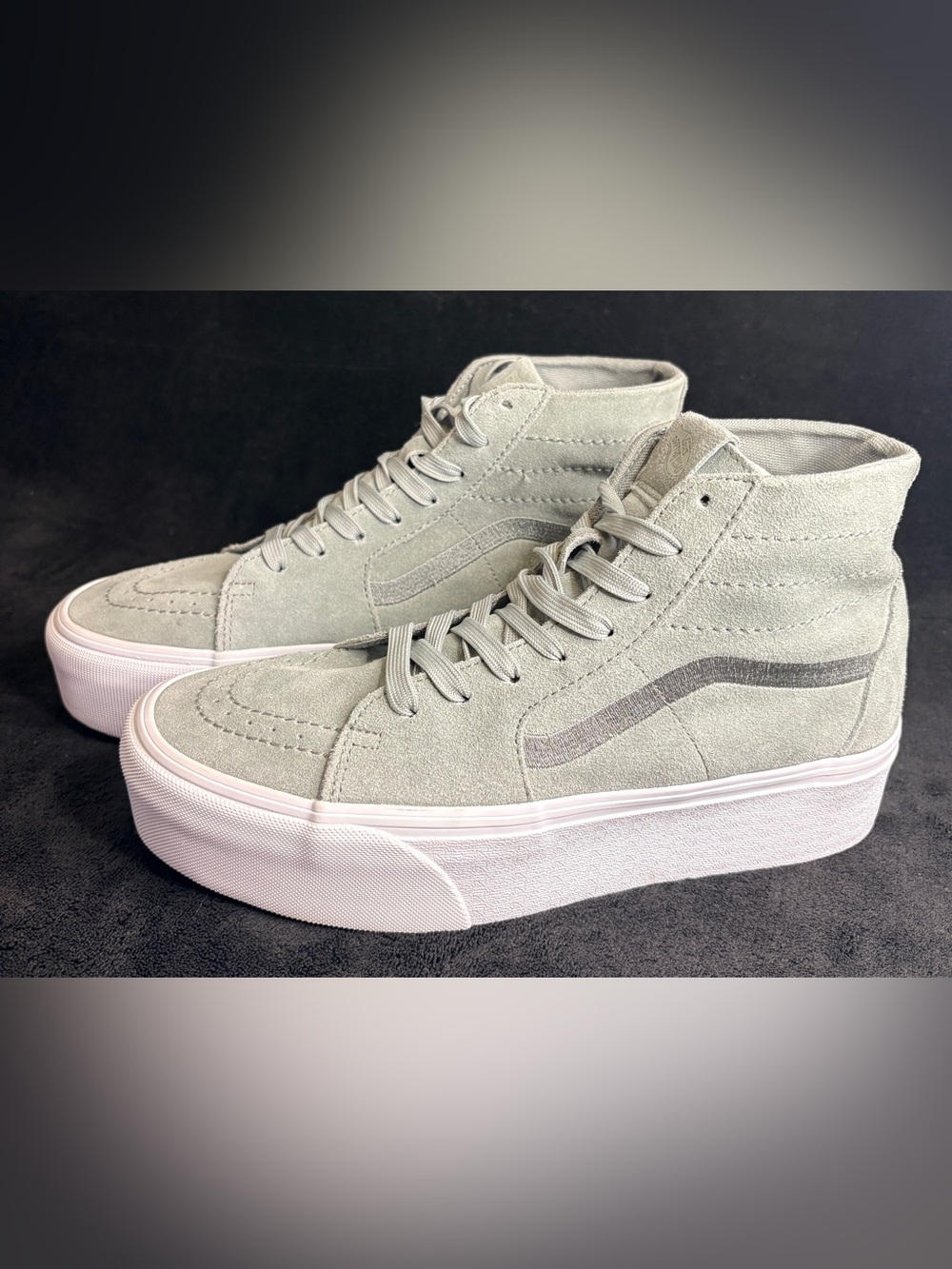Vans Sk8-Hi Tapered Stackform Monochrome Gray Suede Sneakers Sz 8.5